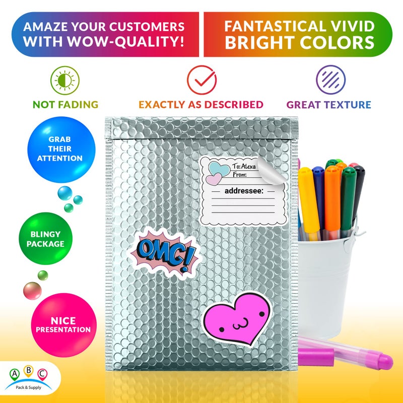 ABC PACK & SUPPLY Ice Blue Metallic Bubble Mailers, 9.5 x 13.5 Inches. Pack of 25 Metallic Bubble Envelope Mailer. Padded Envelopes Waterproof. Opaque Self Seal Mailers for Cosmetics - Image 5